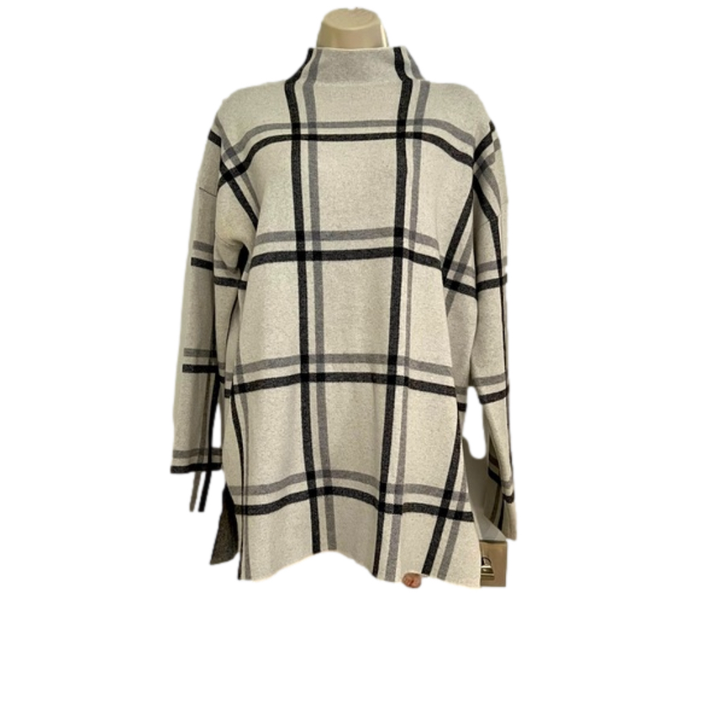 Max Studio Sweaters | gray plaid, size L mock turtleneck